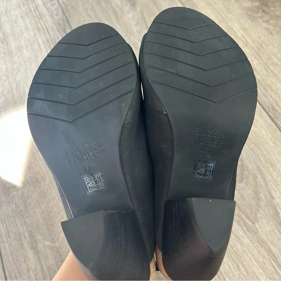 Eileen Fisher Black Pebbled Leather Open Toe Slingback Ankle Bootie - Picture 8 of 14